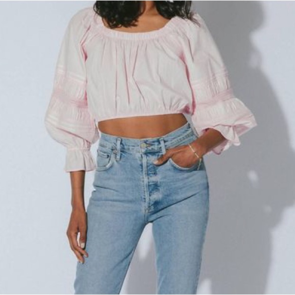 Cleobella NWOT Light Pink Cropped Long Sleeve Top Size M